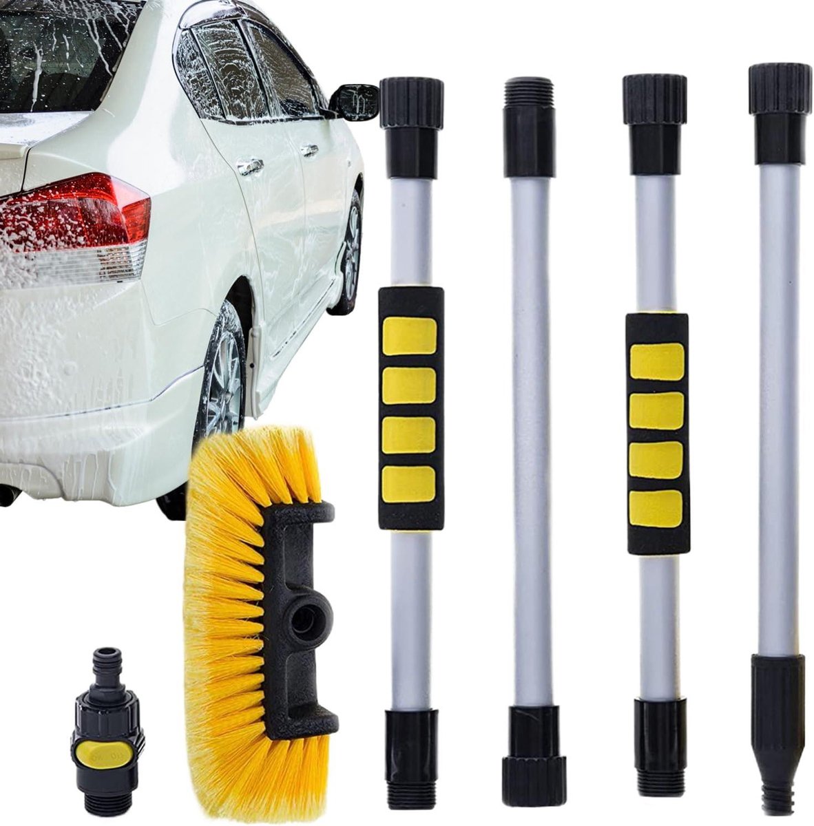 Vrachtwagenwasborstel - Autoreiniger borstel - Voertuigen reinigen - Geen krassen op lak - 160 cm lengte - Volledige set