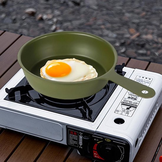 Mini Eierenpan - Kleine Koekenpan - Kamperen Buiten Koken - Vervormingsbestendig - 13 cm - Leger groen — afbeelding 3