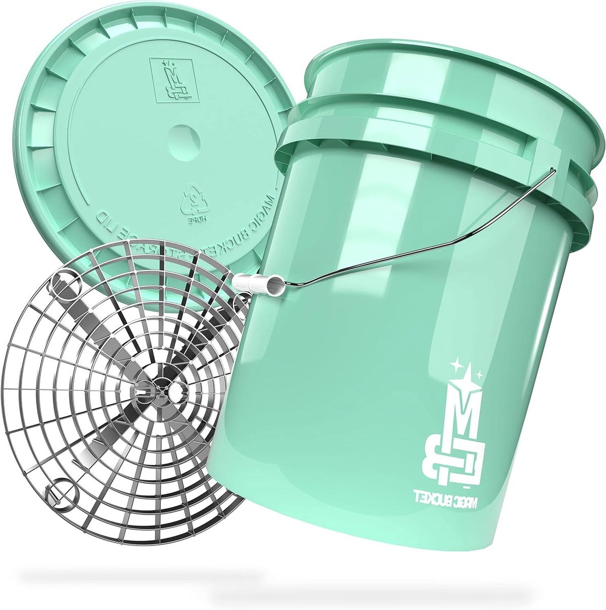 Wasemmer met Grit Guard - Autowasemmer Vuilzeef - Auto Reinigen - Extra Stabiele Wanddikte - 20 Liter - Mint Zilver