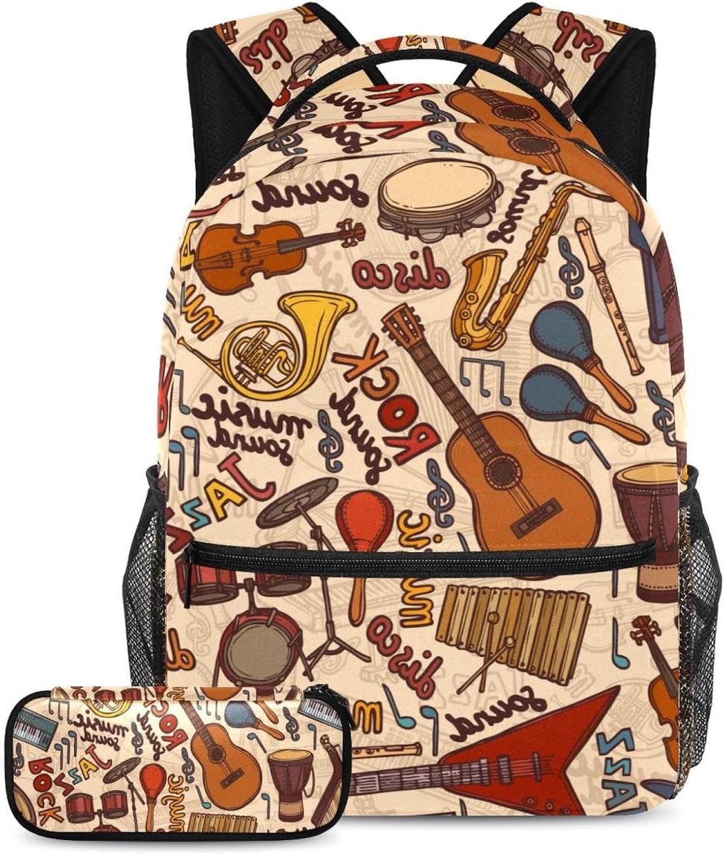 Rugzak Set - Boekentas Etui - School Gebruik - Grote Capaciteit - 40.6 cm Hoogte - Meerkleurig