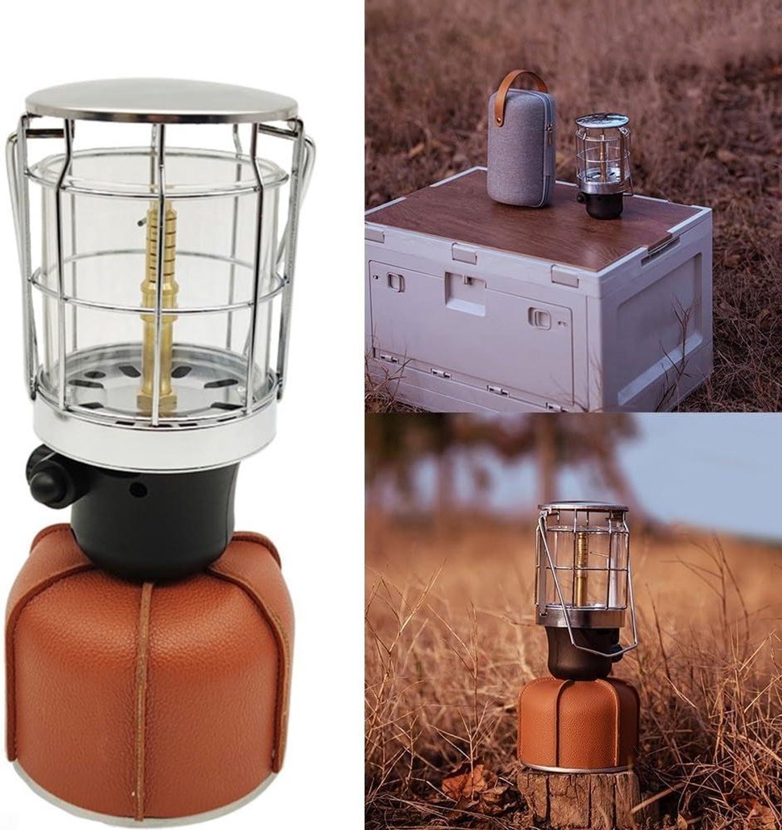 Gaslantaarn Outdoor - Kampeerlamp Brandstoflamp - Kamperen Verlichting - Inclusief Opbergzak - 17 x 9.5 x 9.5 cm - Zilver