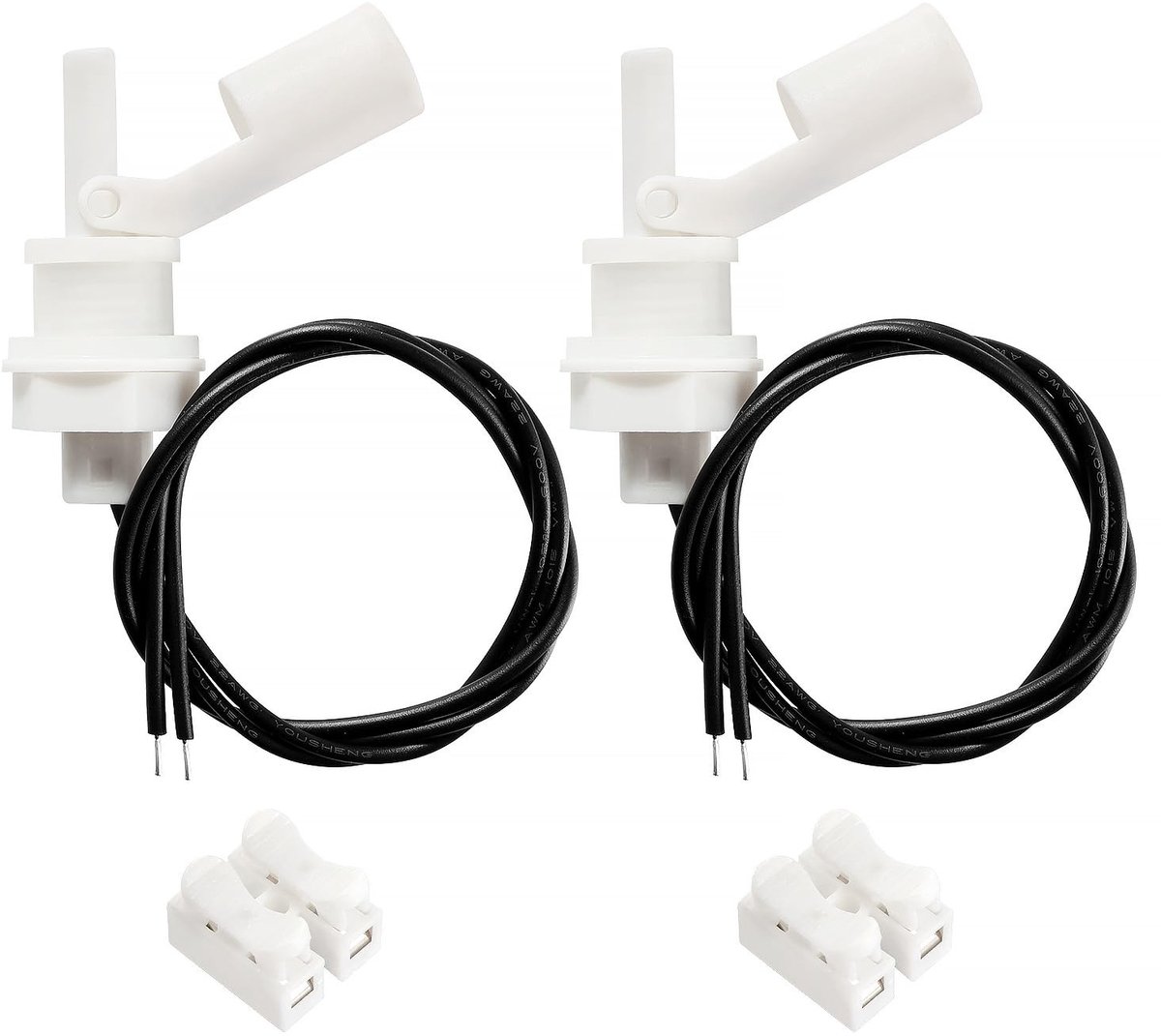 2 Stuks 10W Waterniveau Sensor, Zijmontage Waterniveau Controller, Horizontale Float Switch voor Tank, Zwembad en Aquarium met Veerdraden