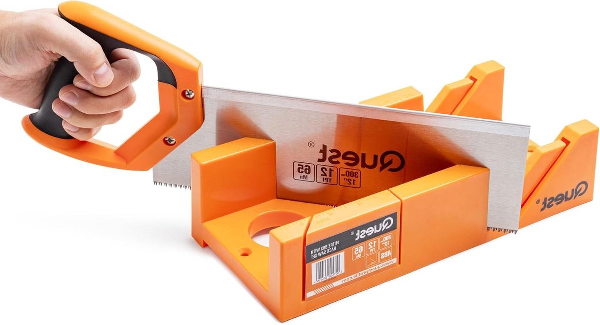 Verstekbak met Zaag - Zaagmal Hout PVC - Profielen Zagen - Vaste Hoekgeleiding - 300 mm - Oranje