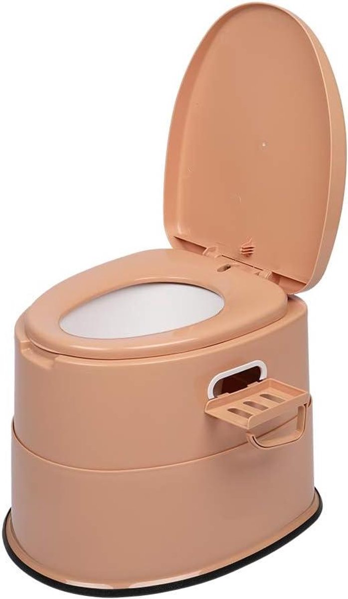 Draagbaar Toilet - Buitentoilet Commode - Kamperen en Reizen - Lichtgewicht Compact Ontwerp - Hoge Zithoogte - Bruin