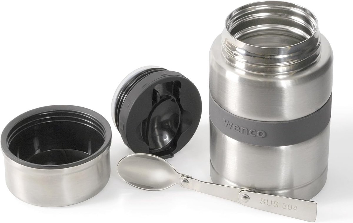 Yoghurt beker to go - RVS - 500 ml - Thermocontainer met Lepel - Voor Warm en Koud Eten Onderweg