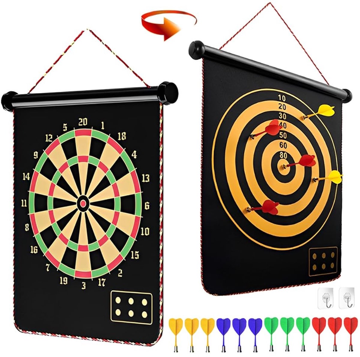 Omgoods - Magnetische Dartset voor Kinderen - Dubbelzijdige Dartbord