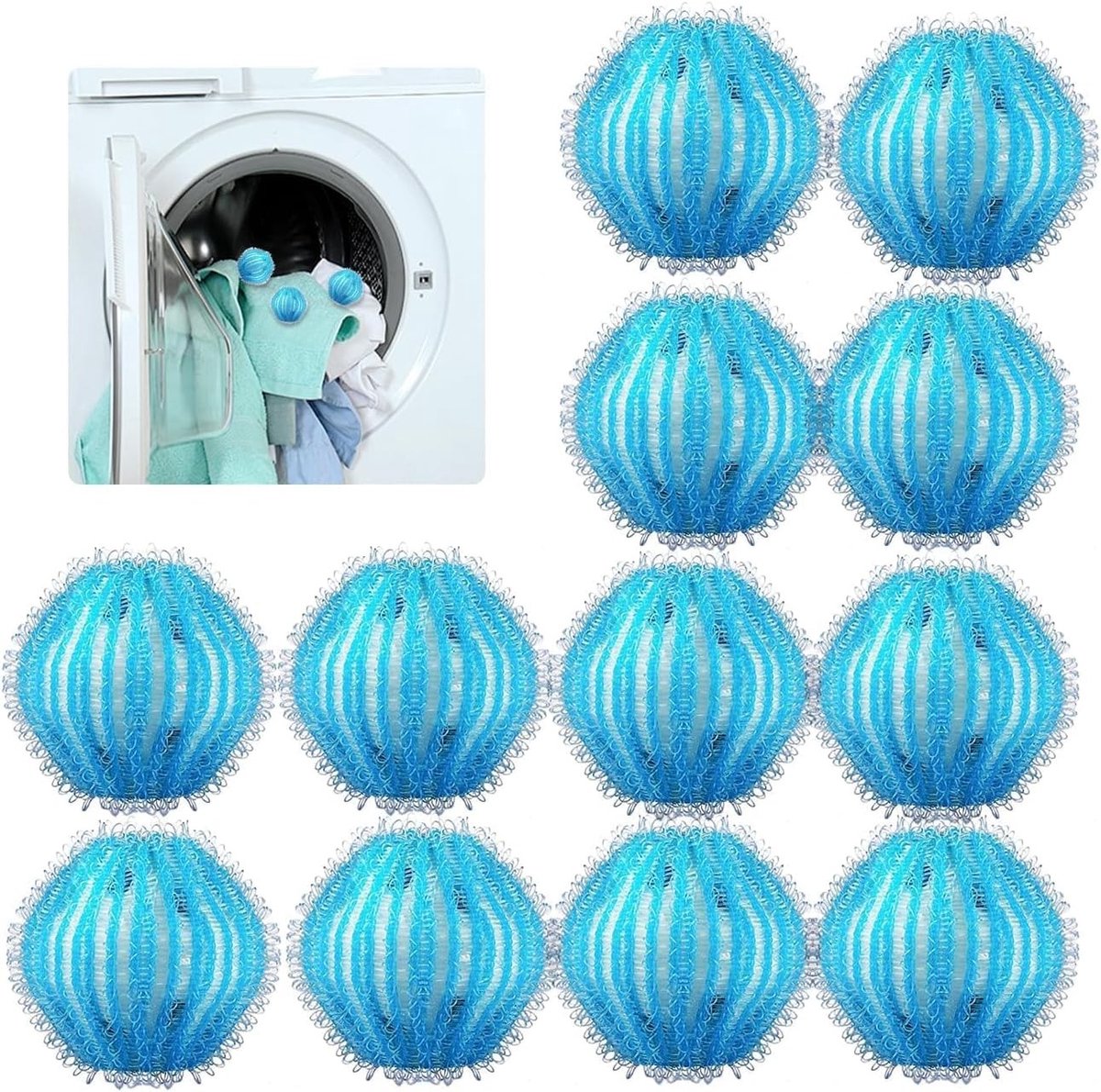 Herbruikbare Lint Balls voor Wasmachine en Droger, Effectieve Verwijderaar van Dierenhaar, Ideaal voor Honden- en Kattenhaar, 12 Stuks, Perfect voor Schoonmaken en Wassen