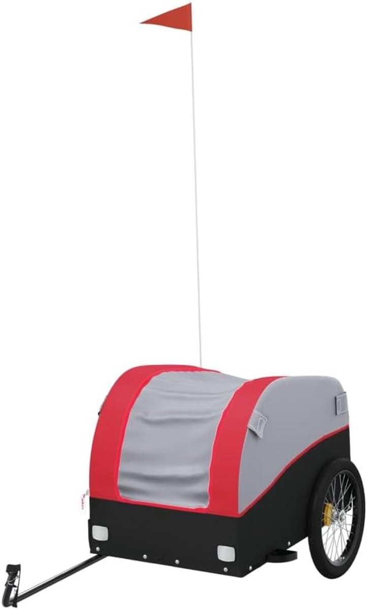 Fietskar - Fietstrailer Trolley - Vervoer Zware Goederen - Robuust IJzeren Frame - 126x63x63 cm - Zwart Rood