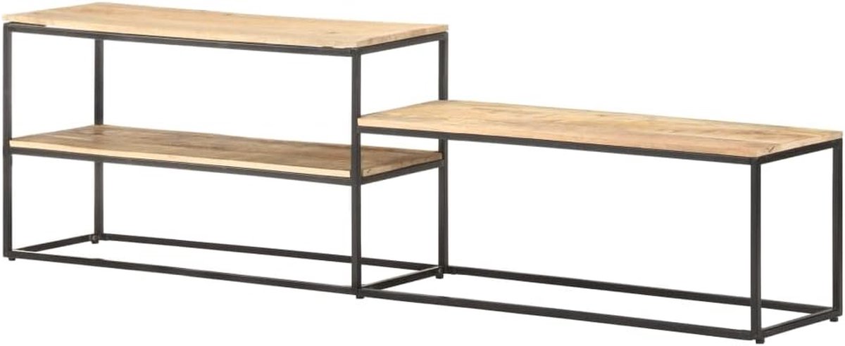 Industriële TV-kast - Mangohout TV-meubel - Multimedia Opbergen - Stabiel Stalen Frame - 180 x 30 x 50 cm