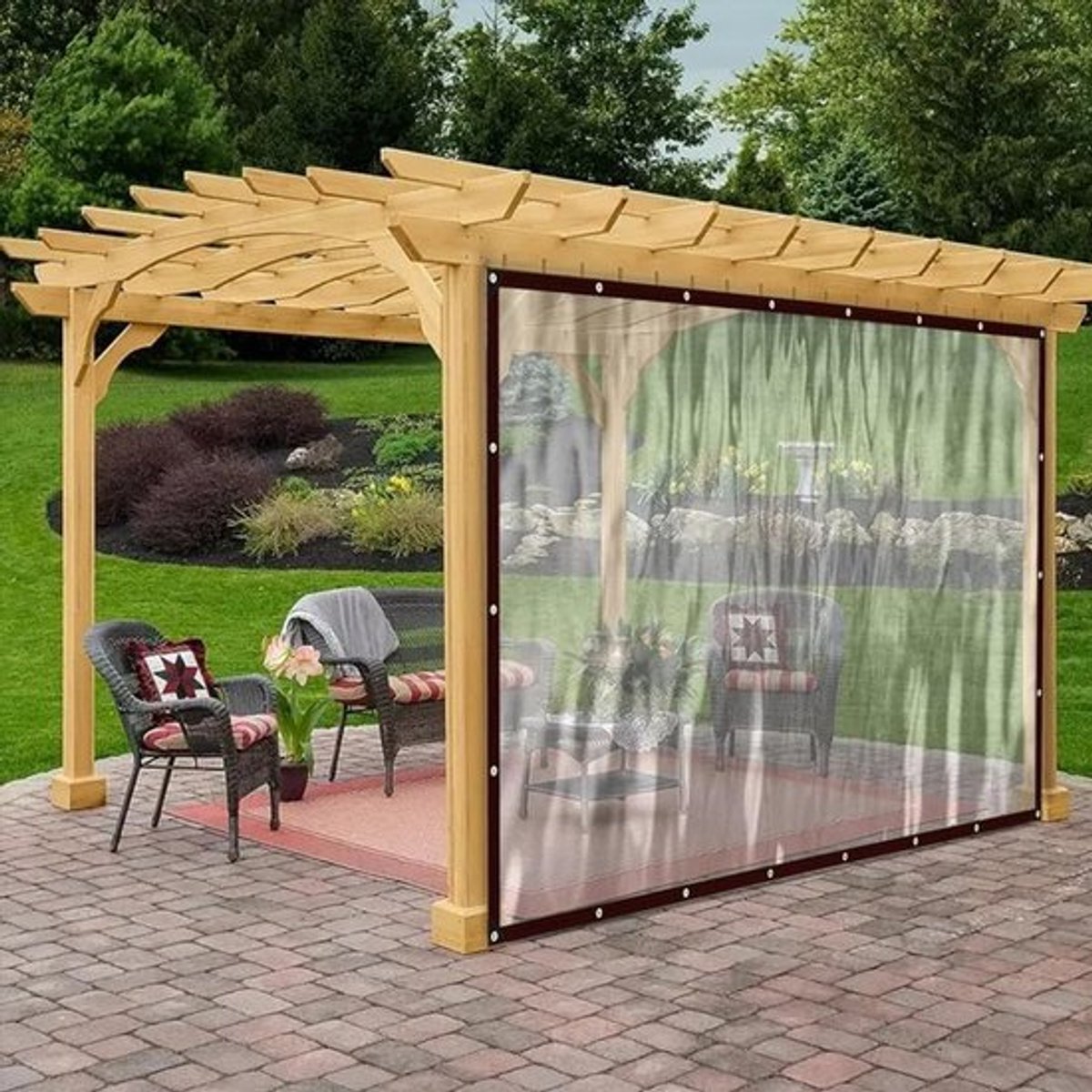 Dekzeil Waterdicht - Transparant Zeil - HDPE Polyethyleen - Balkon/Tuin - 3 m x 4 m - 10 m Touw en 12 Rubberballen - Afdekzeil