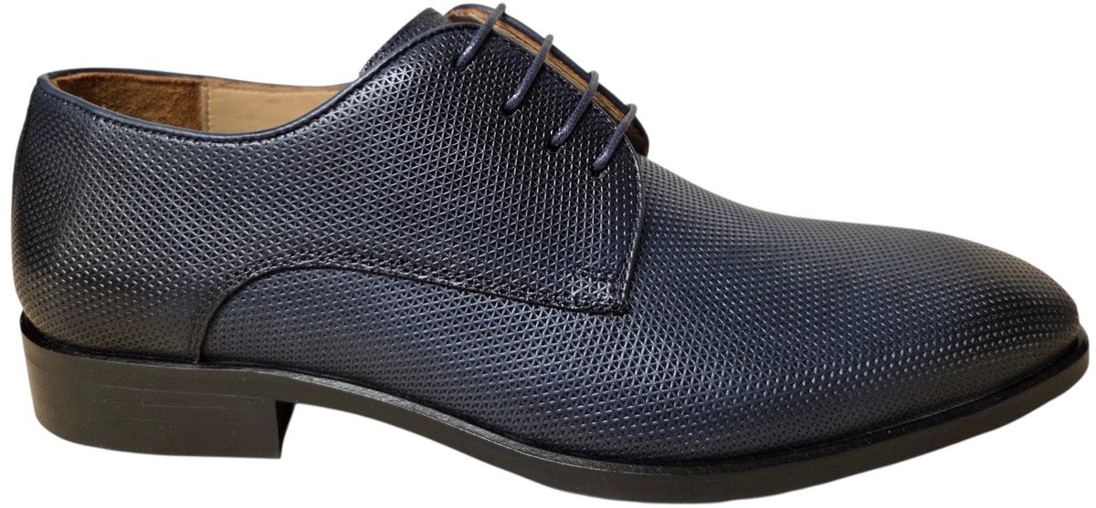 Melik Ronata Donkerblauw Leer Nette Veterschoenen Blauw Leer Heren - Blauw - 44