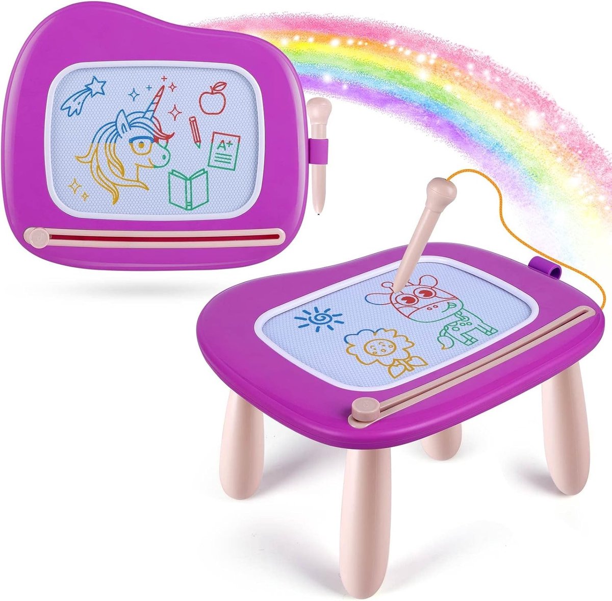 Magnetisch schrijfbord - Piano Paars - 25 x 25 cm - Magnetisch Doodlebord met Verstelbare Poten - Voor Peuters en Kleuters