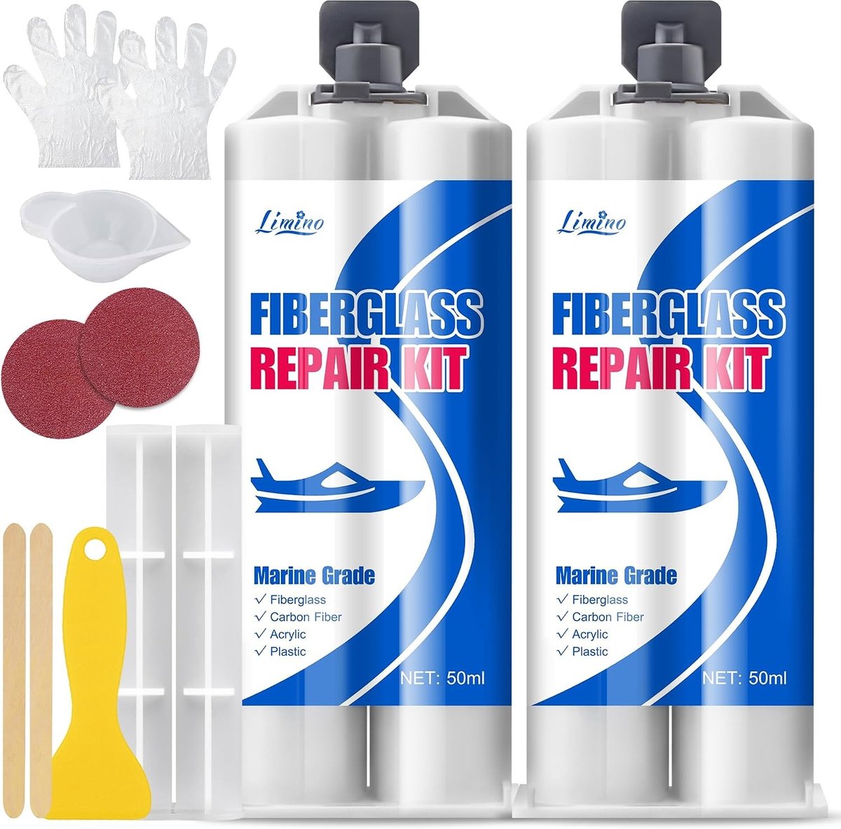Reparatieset voor mariene glasvezel - 100ml - Epoxyharslijm met UV- en waterbestendigheid - Voor Boten en Jetski's