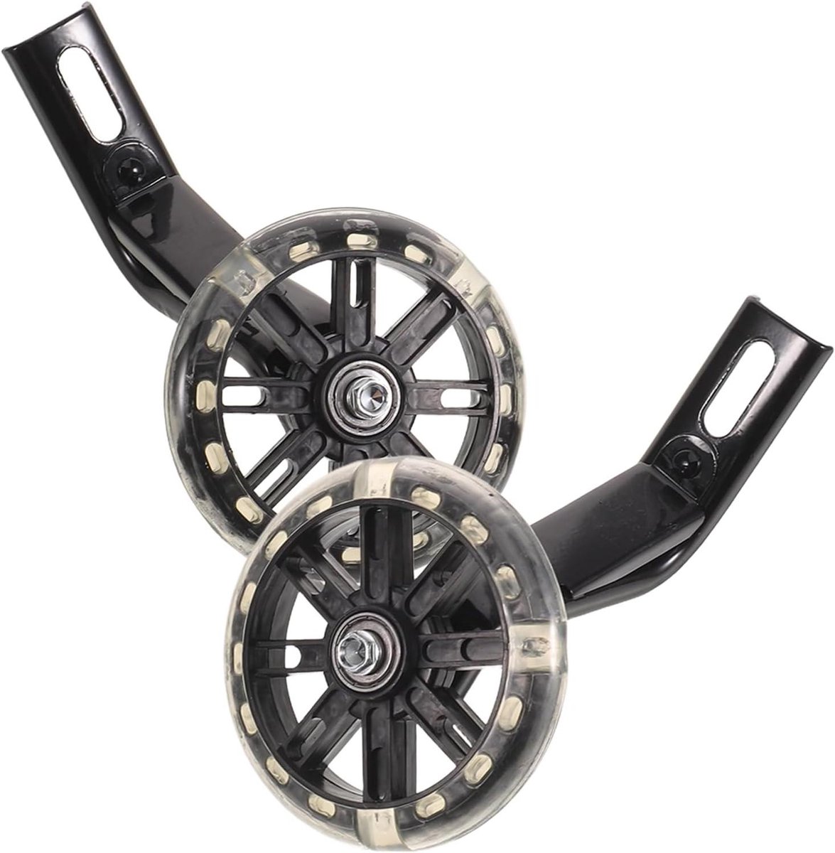 Fiets Stabilisator Wielen - Hulpwielen Kinderfiets - Veilig Leren Fietsen - Met Flitslicht - 11 cm - Zwart