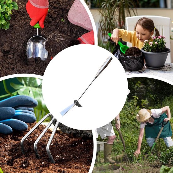 Onkruidverwijderaar Tuingereedschap - Grasverwijderaar Hark - Efficiënt Tuinonderhoud - Roestbestendig Smeedijzer - 50 cm - Zilver — afbeelding 2