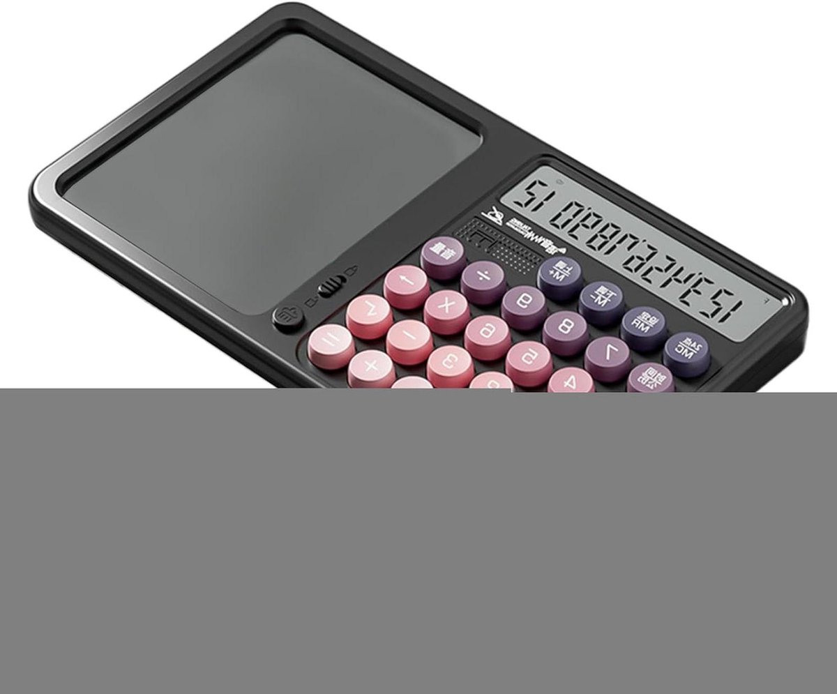 Rekenmachine met Notitieblok - Rekenmachine Schrijfblok - Productief Werken - Antireflectie Display - 27 x 18 x 4 cm - Zwart