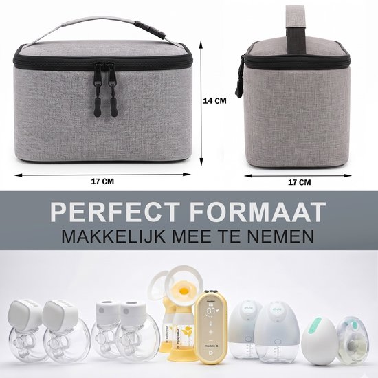 Waxels® Kolftas met Koelelement - Borstvoeding Koeltas - Moedermelk Bewaartas - Waterdichte Thermotas - Baby Fles Organizer - Grijs — afbeelding 2