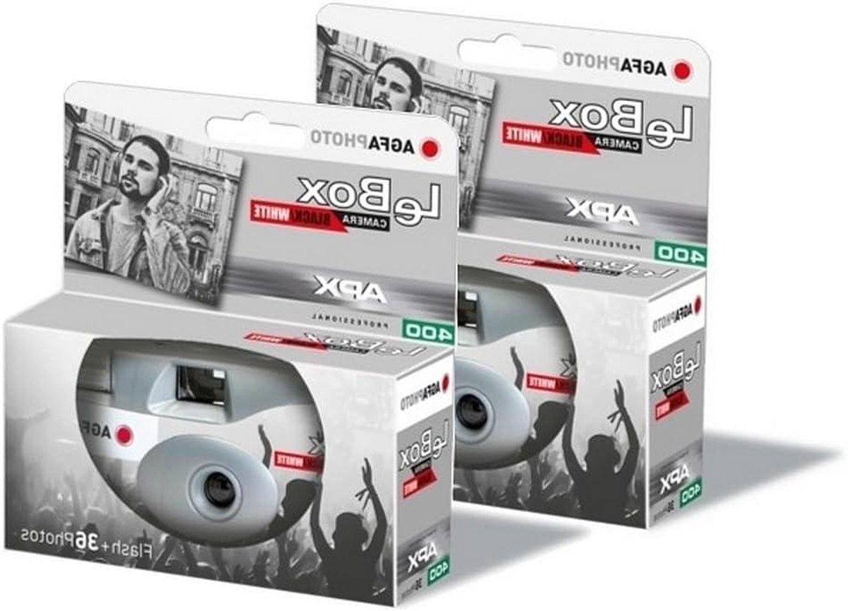 Wegwerpcamera Zwart Wit - Filmcamera Set - Momenten Vastleggen - Ingebouwde Flitser - 2 x 27 Foto's - Grijs
