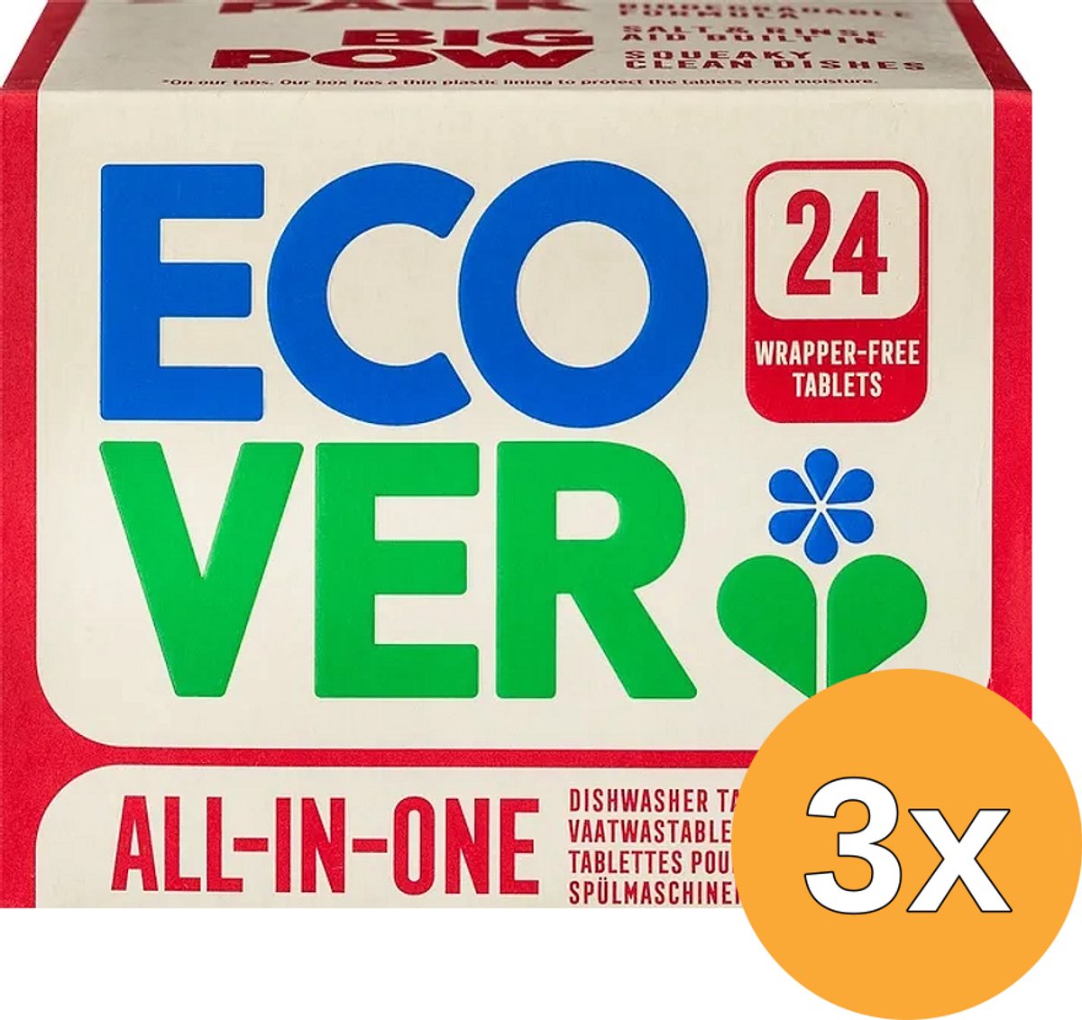 3x Ecover Vaatwastabletten All-In-One (24 stuks)