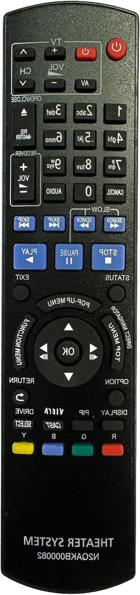 Afstandsbediening - Remote Control - Blu-Ray Speler Bediening - Originele Functies - 20.32 x 5.08 x 1.27 cm - Zwart