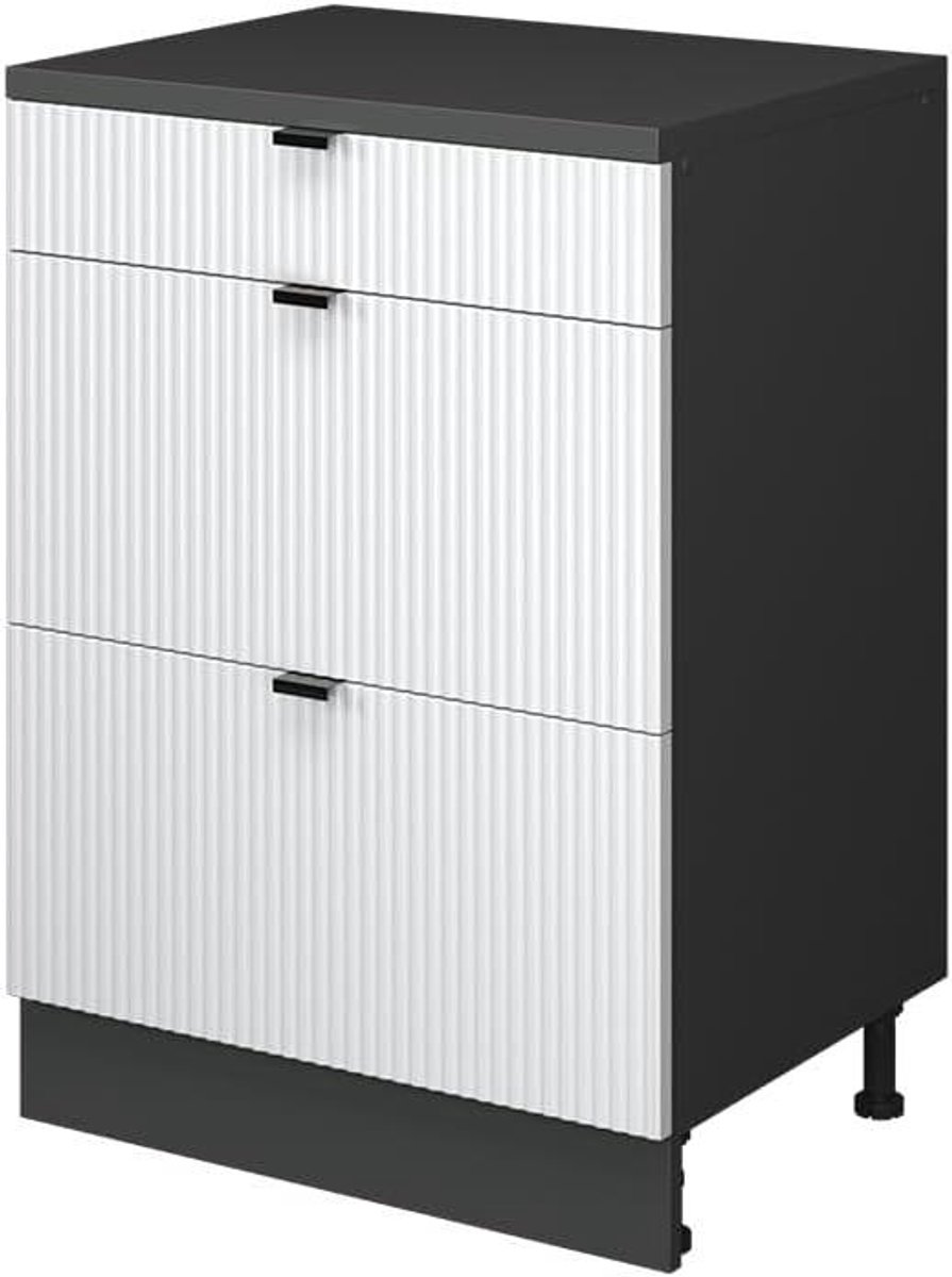 Keukenkast met lades - Muurkast Keuken - Ruimte Optimaliseren - Voor schuine wand - 60 cm breed - Wit