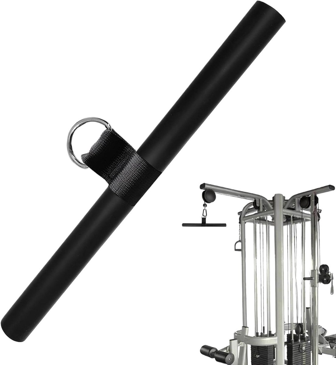 Lat Pulldown Bar - Kabelstang Workout - Kracht Training - Slipbestendig Handvat - 40 cm - Zwart
