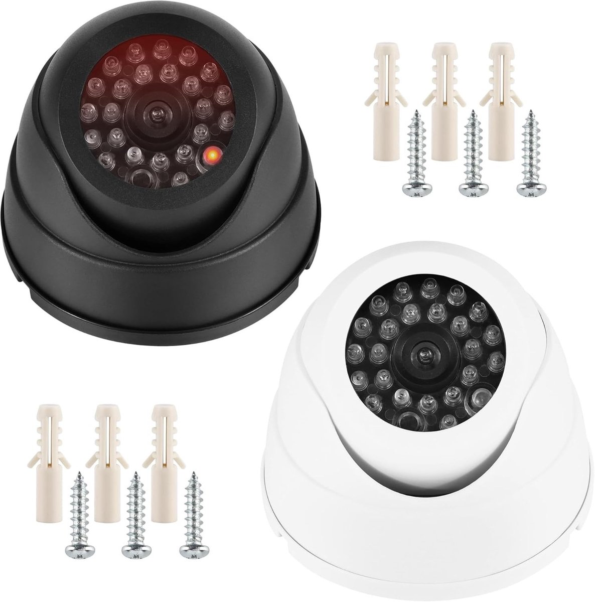 Dummy Camera met Realistische Look - Zwart - 9,3 x 8 cm - Nep Beveiligingscamera met Knipperend LED-Licht - Voor Binnen & Buiten