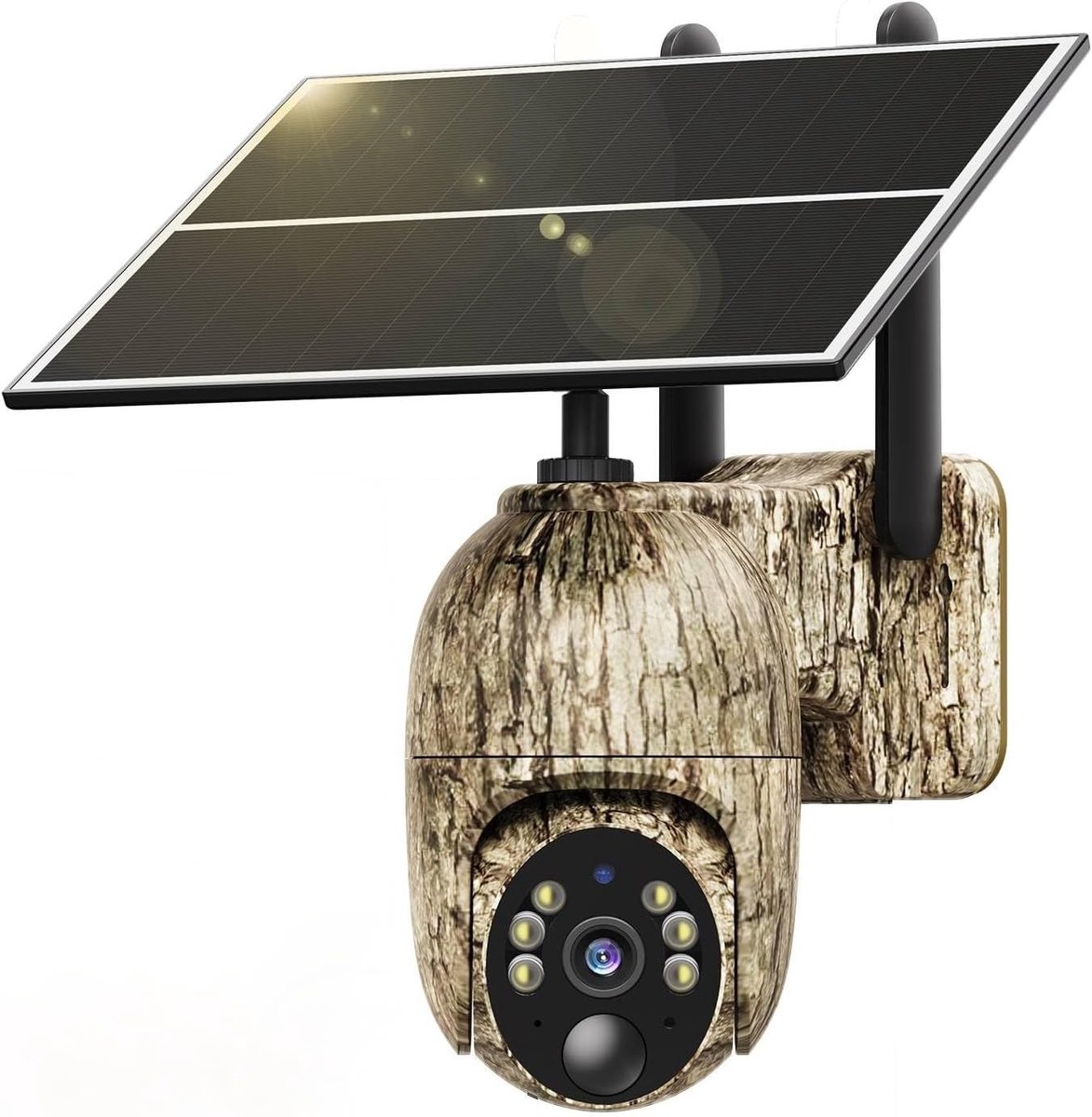 Wildcamera - Camouflage - 4,72 inch - 4G met Zonnepaneel en 360° PTZ - Voor Jacht en Dierenbewaking