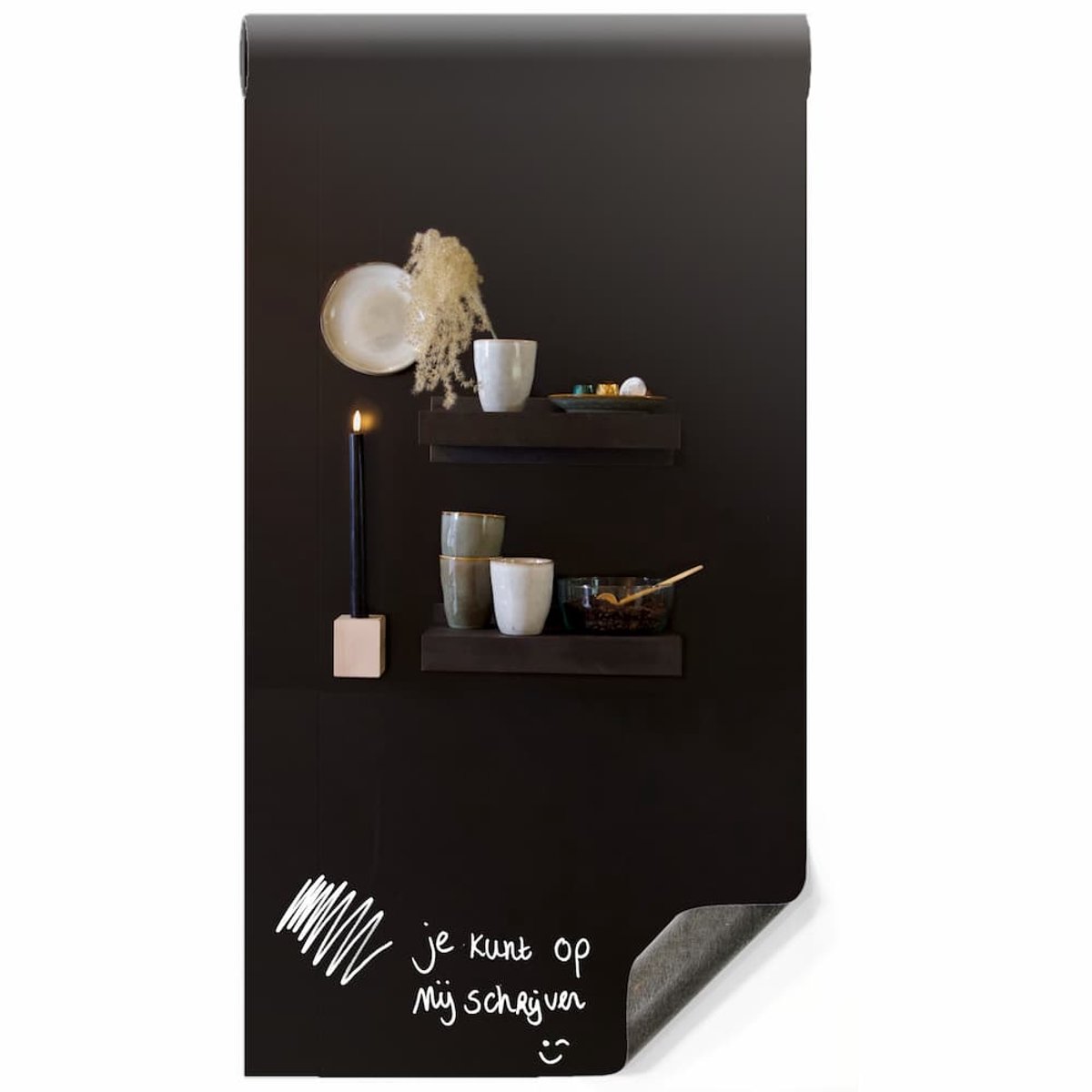 Magnetisch Whiteboardbehang - Zelfklevend Basic Zwart - 60x250cm - Kamer26