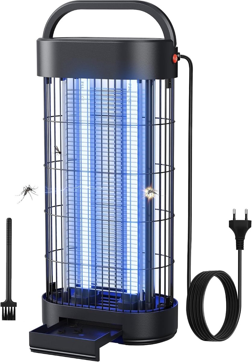 Vliegenlamp - Zwart - Elektrische insectenverdelger met UV-licht - Voor binnenruimtes tot 100 m²