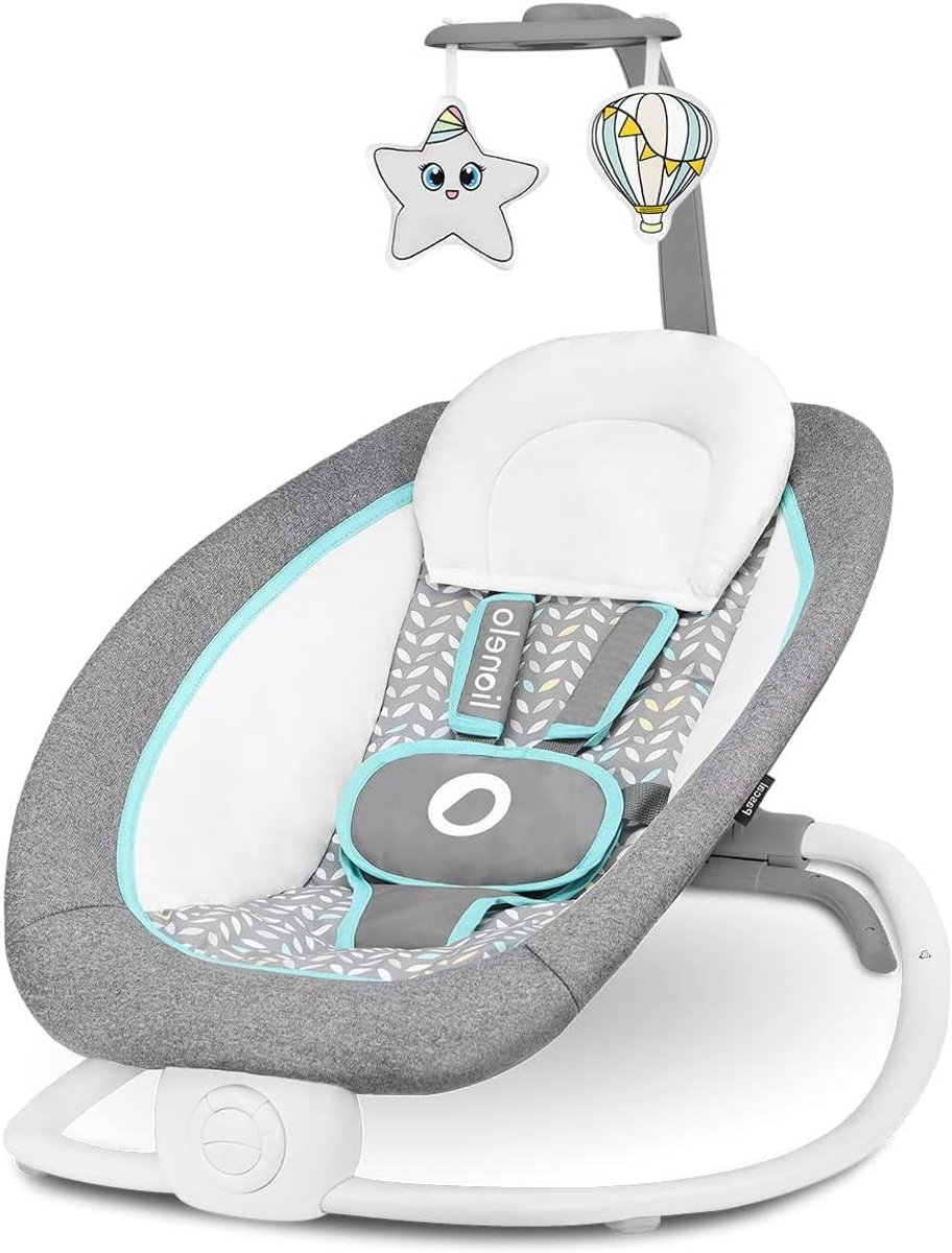 Baby Bouncer Swing - Wipstoel Schommel - Baby Ontspanning - 4 Posities Rugleuning - Tot 9 kg - Grey Scandi
