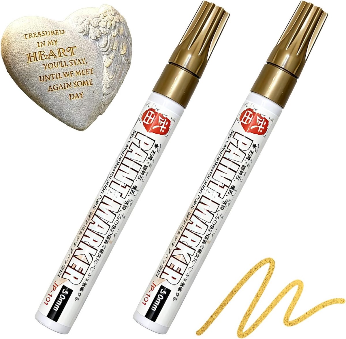 Set van 2 weerbestendige acrylstiften voor grafstenen, sneldrogende permanente markers voor hout, metaal en glas