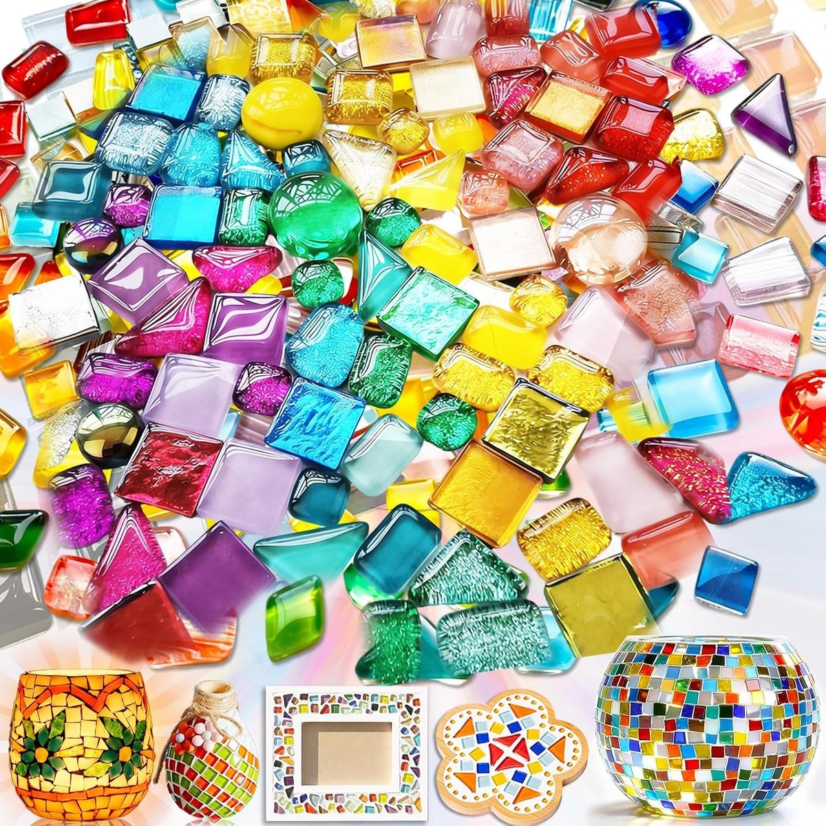 Kleurrijke Mozaïekstenen - Gemengde Kleuren - 1x1 cm - Glazen Decoratieve Stenen voor Creatieve Knutselprojecten
