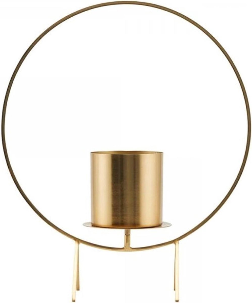 Kandelaar Circle - Kaarsenstandaard Kaarshouder - Sfeerverlichting Creëren - Met Messing Afwerking - 48 x 40 cm - Goud