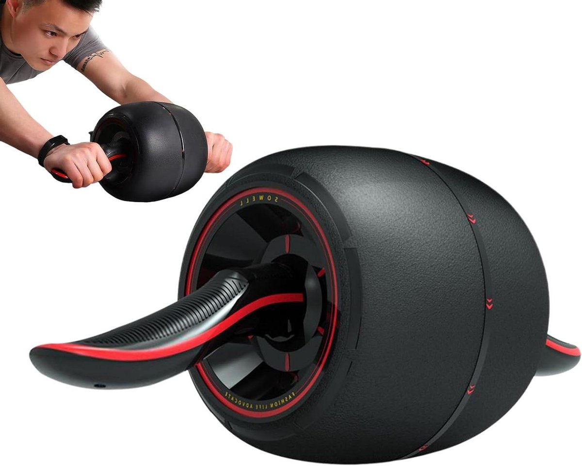 Buikspierwiel - Ab Wheel Trainer - Core Training - Automatische Terugslag - 43.7 cm Lengte - Zwart