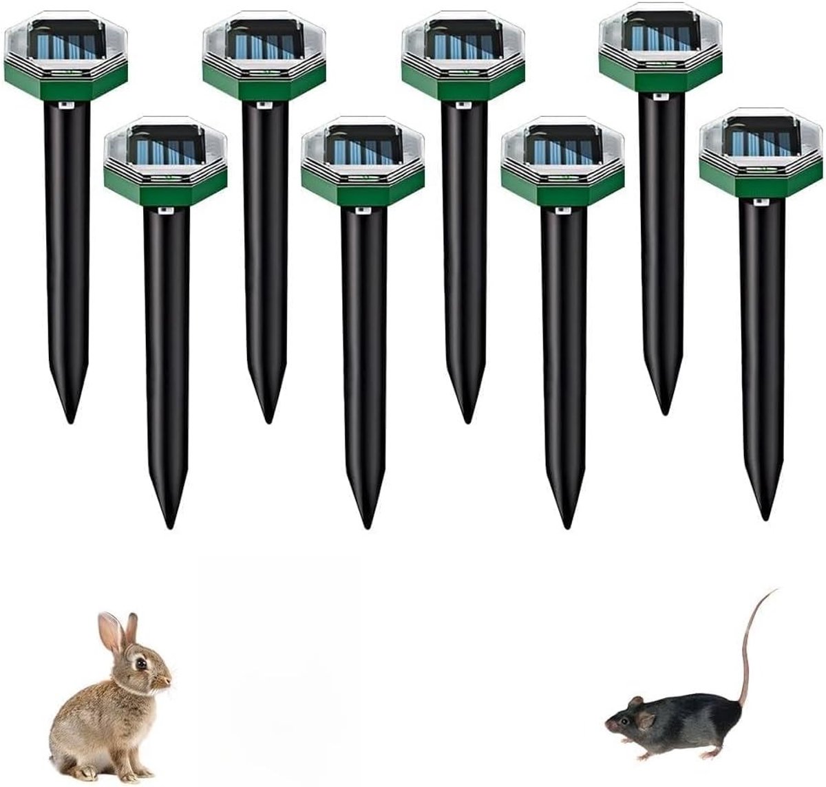 Set van 8 Ultrasone Mollenafschrikkers voor Tuin en Gazon, Effectieve Bescherming tegen Mollen, Vole en Slangen