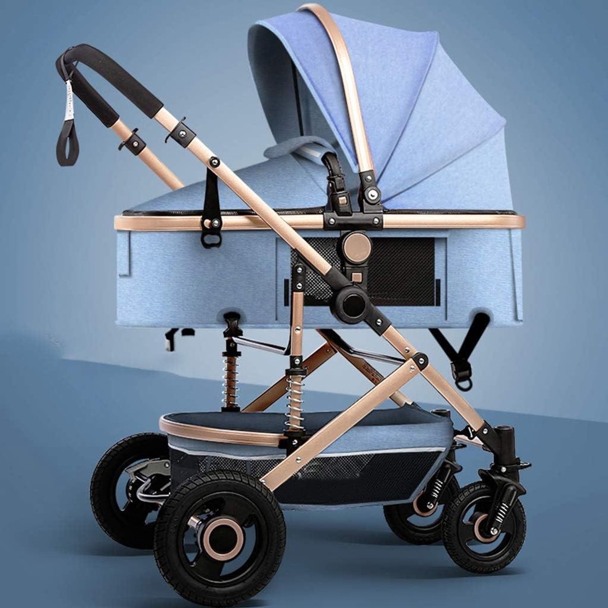 Compacte Kinderwagen - Reisbuggy Lichtgewicht - Comfortabel Reizen - Verstelbaar Stuur - 11x23x39 cm - Lichtblauw