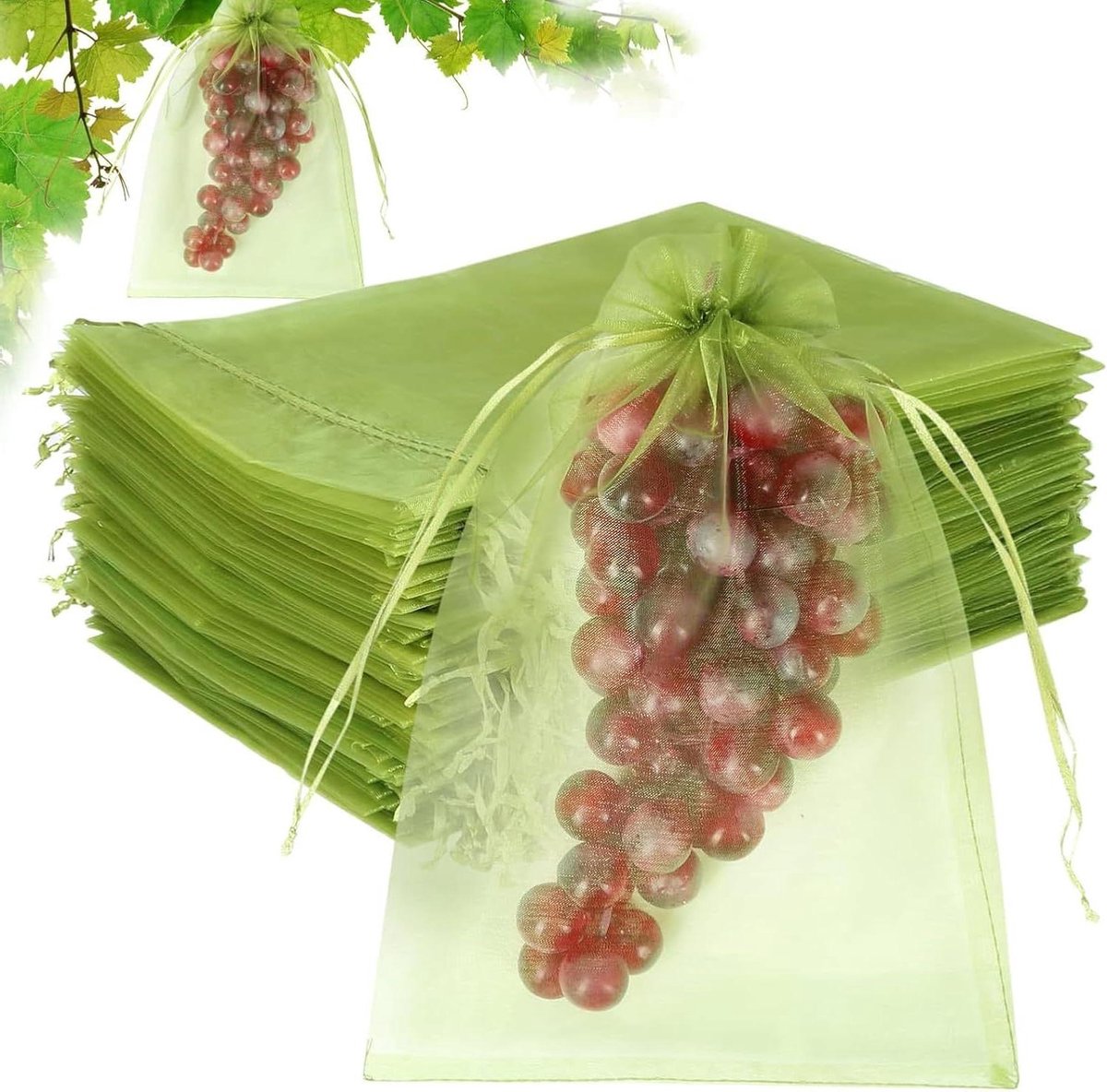 Fruitzakjes Netstof - Beschermzakken Vruchten - Tuin Beschermen - Ademend Materiaal - 15 x 20 cm - Fruitgroen