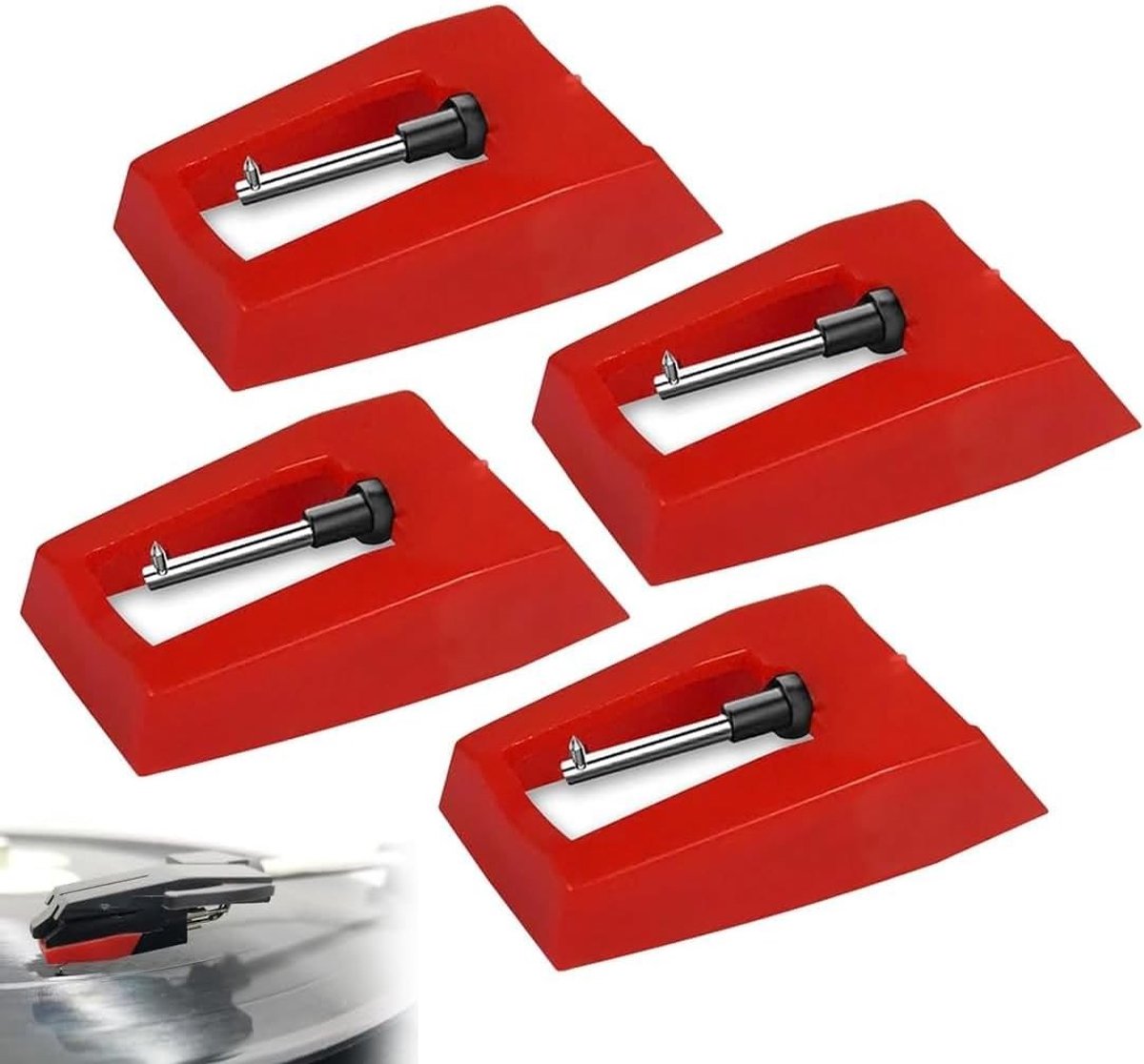 Universele diamantnaalden voor platenspelers - 4 stuks, geschikt voor diverse platenkoppen en audio-apparatuur