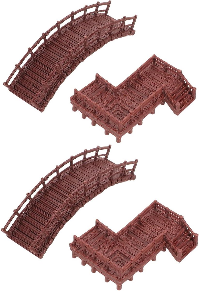 Miniatuur Bruggen Set - Tuin Decoratie - Landschap Creëren - Chinese Architectuur Design - 4 Delig - Bruin