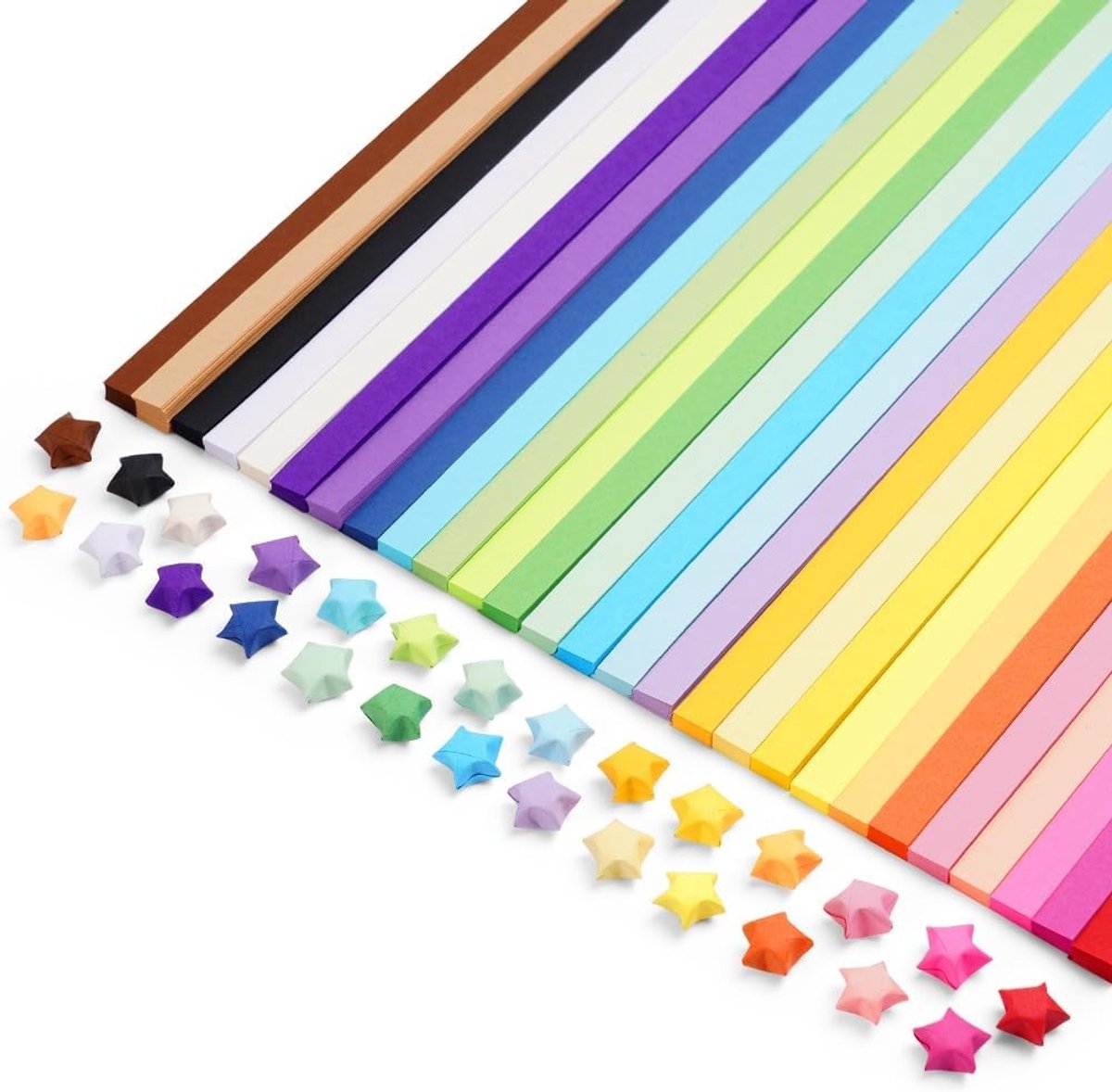 Vouwpapier voor Origami Sterren - 1350 Vellen in 27 Kleuren voor Creatieve Knutselprojecten en Decoraties