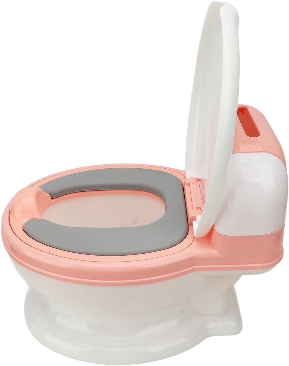 Zindelijkheidstoilet Peuters - Potjestrainer Kinderen - Zelfstandig Leren - Hoge Simulatie Ontwerp - 40x19 cm - Roze Wit