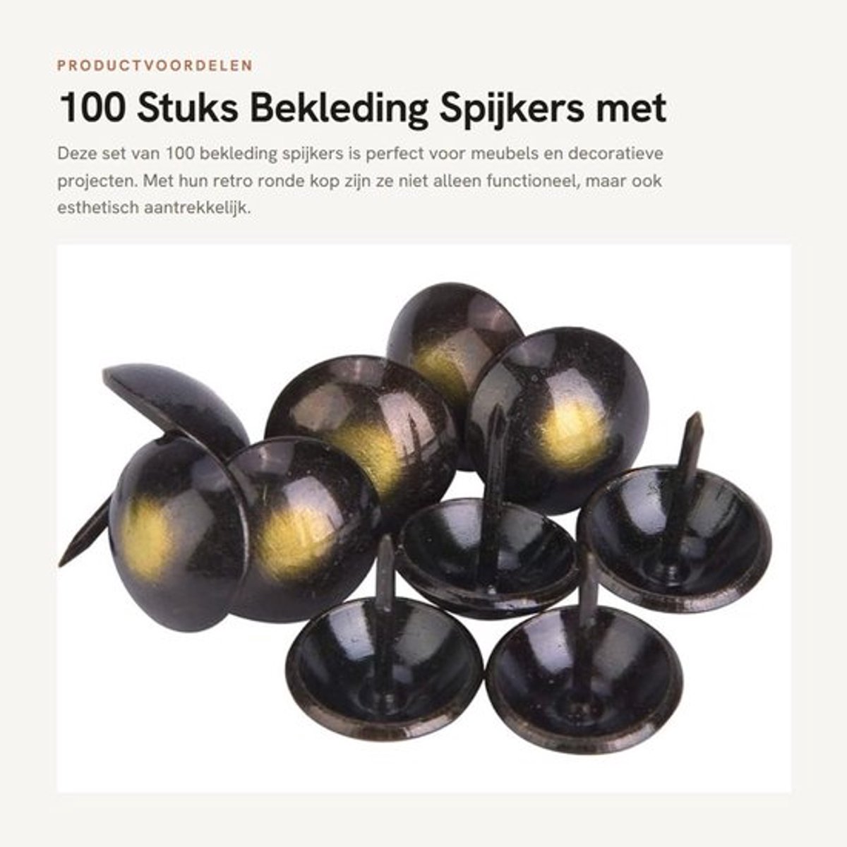 Kopspijkers Premium Kwaliteit - Bekleding Spijkers - Retro Ronde Kop - Antieke Duim Tack - 10 Stuks - IJzer Metalen Pin - Decoratieve Spijkers