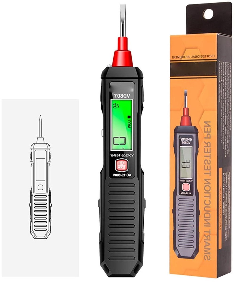 Spanningstester - Spanningszoeker Meter - Elektra Controleren - Niet-contact Detectie - AC12-300V - Zwart