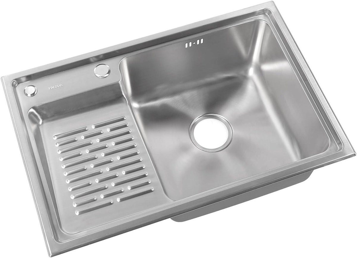 Rvs Spoelbak - Wastafel Keuken - Wassen en Afwassen - Extra Dik Materiaal - 68x45 cm - Zilver