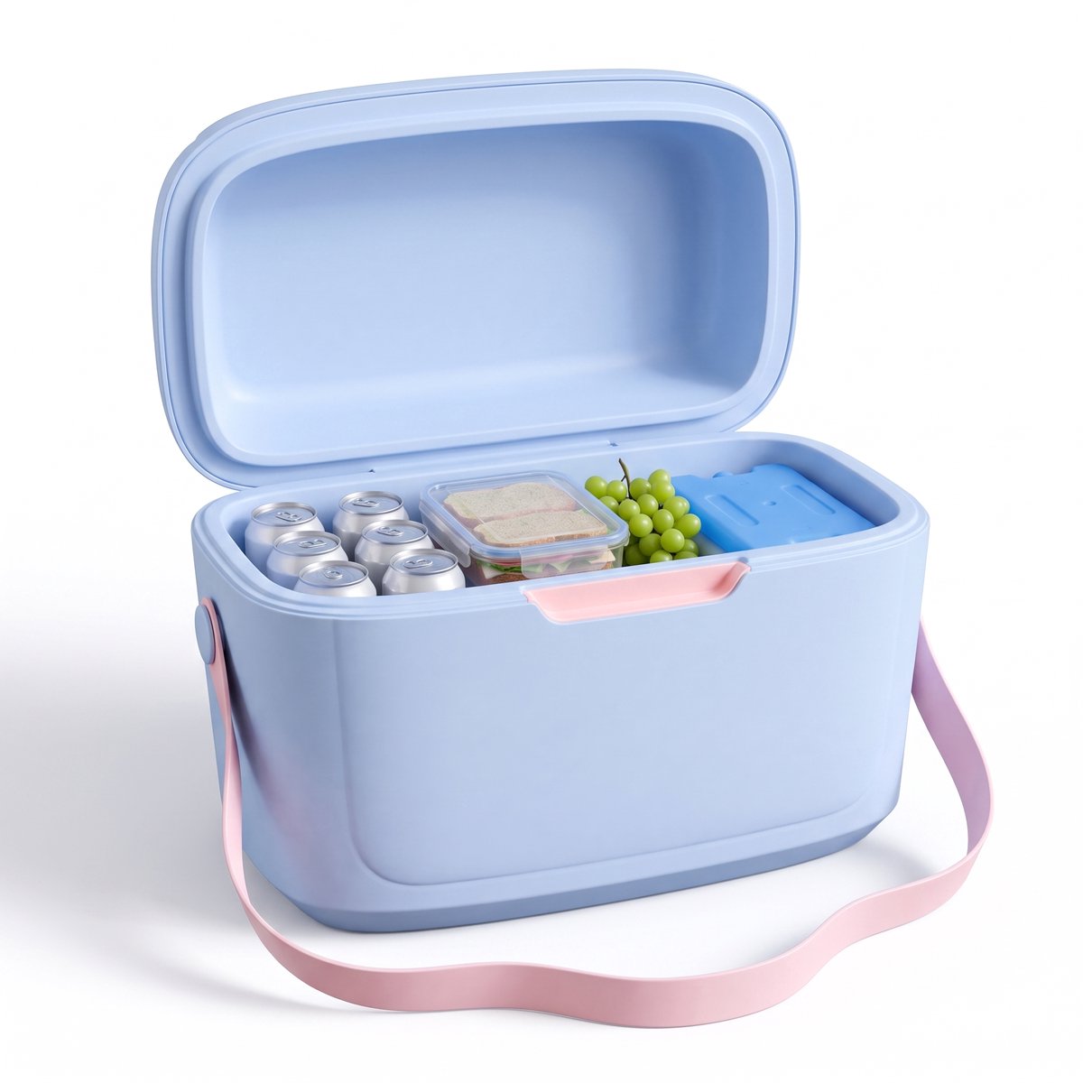 Cheqo® Koelbox - Passieve Koelbox Zonder Stroom - Draagbare Koelbox - Kleine Koelbox met Schouderband - Koeltas voor Camping en Strand - Picknick Koelbox voor Festival en Auto - Lunchbox Koeler - Isolatiebox - Koelbox Blauw - Frigobox