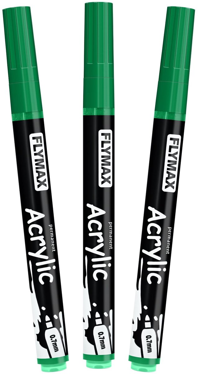 Omgoods - Set van 3 Groene Permanente Markers 0.7mm