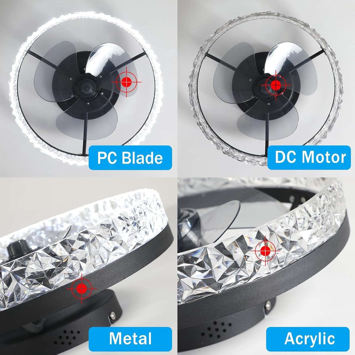 Plafondventilator met verlichting - Zwart - 50 cm - Met LED Dimbaar Licht en Afstandsbediening - Voor Slaapkamer en Woonkamer