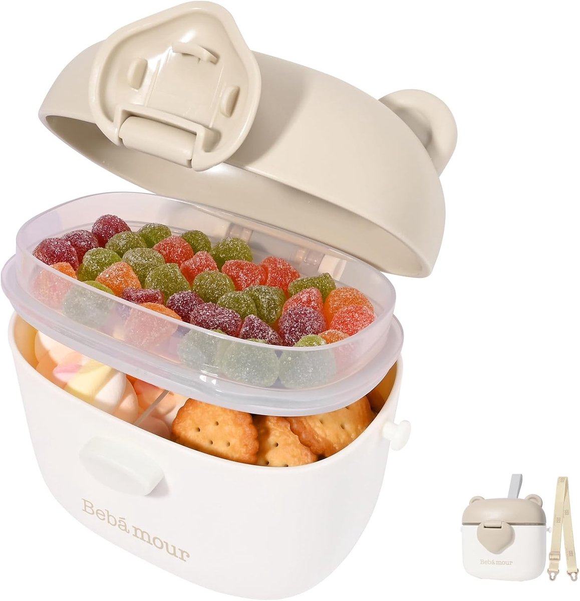 Fruitbakje school - Blauw - Snackbox met 3 vakken - Kunststof met siliconen ring - Voor kinderen