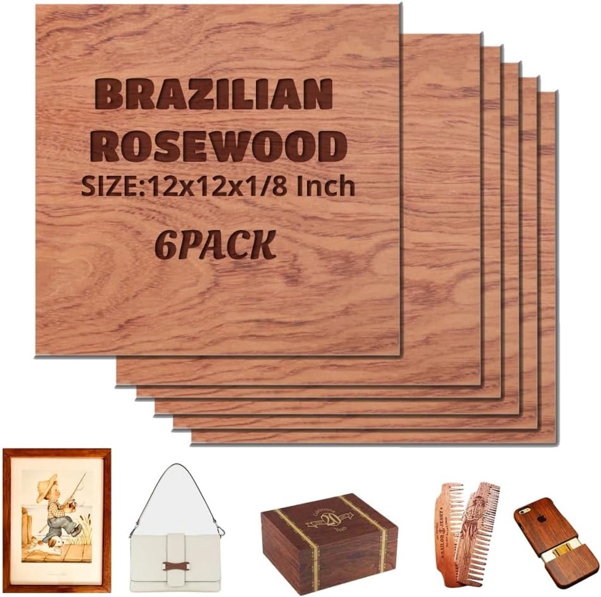 3 mm multiplex platen, 6 stuks, 30 cm x 30 cm, geschikt voor lasergraveren en snijden, perfect voor DIY Halloween en kerstdecoraties, houtbewerking en ambachtelijke projecten